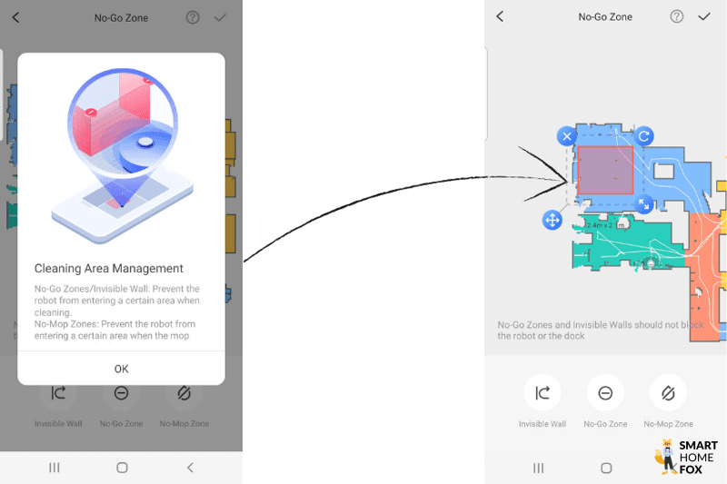 Sperrzonen werden in der Roborock Q7 Max+ App eingerichtet